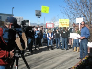 Denver news media cover the protest