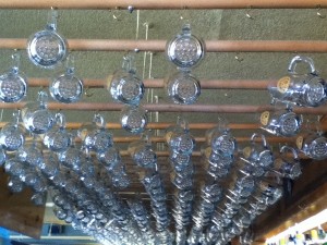 All 300 mugs hang above the bar all season long.