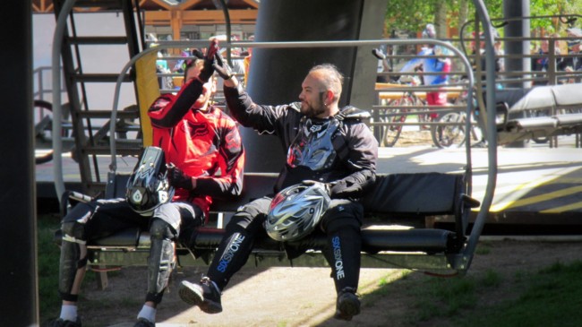 Riders celebrate snagging first chair as Trestle Bike Park opens