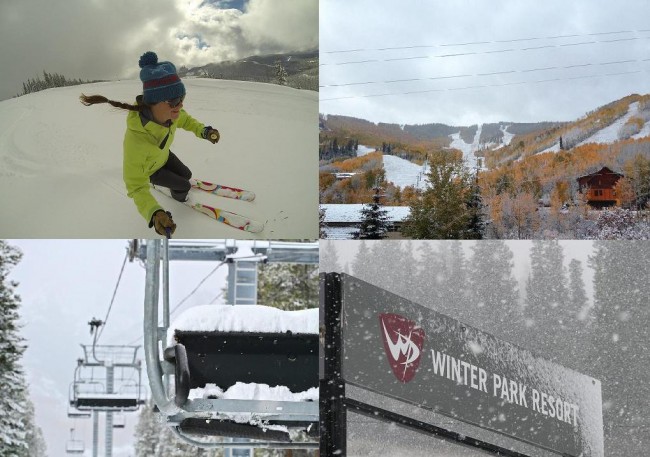 Clockwise: Telluride Ski & Snowboard Resort, Sunlight Mountain Resort, Winter Park Resort, Crested Butte Mountain Resort