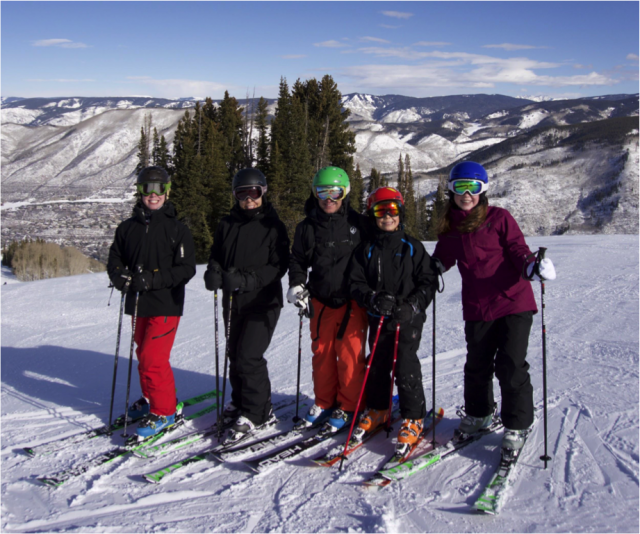 From left to right: Andrew, Jill, Jeffrey, Jay, and Sydney Walker on Aspen Mountain.